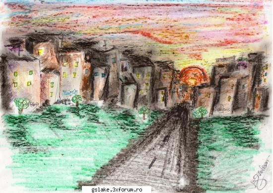 desene pula mea - Spre seara (creioane de ceara -incorect):) - Arta - photo 'n' design